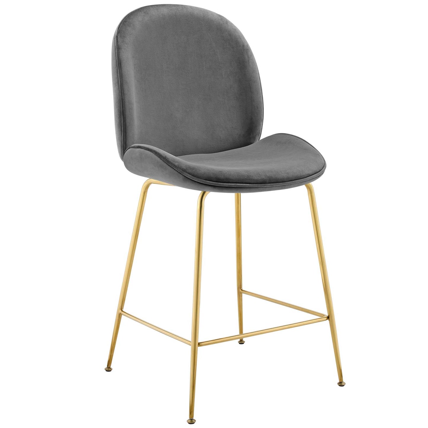 Modway Outlet Scoop Gold Stainless Steel Leg Performance Velvet Counter Stool by Modway  Bar and Dining Furniture Gray - EEI-3549-GRY