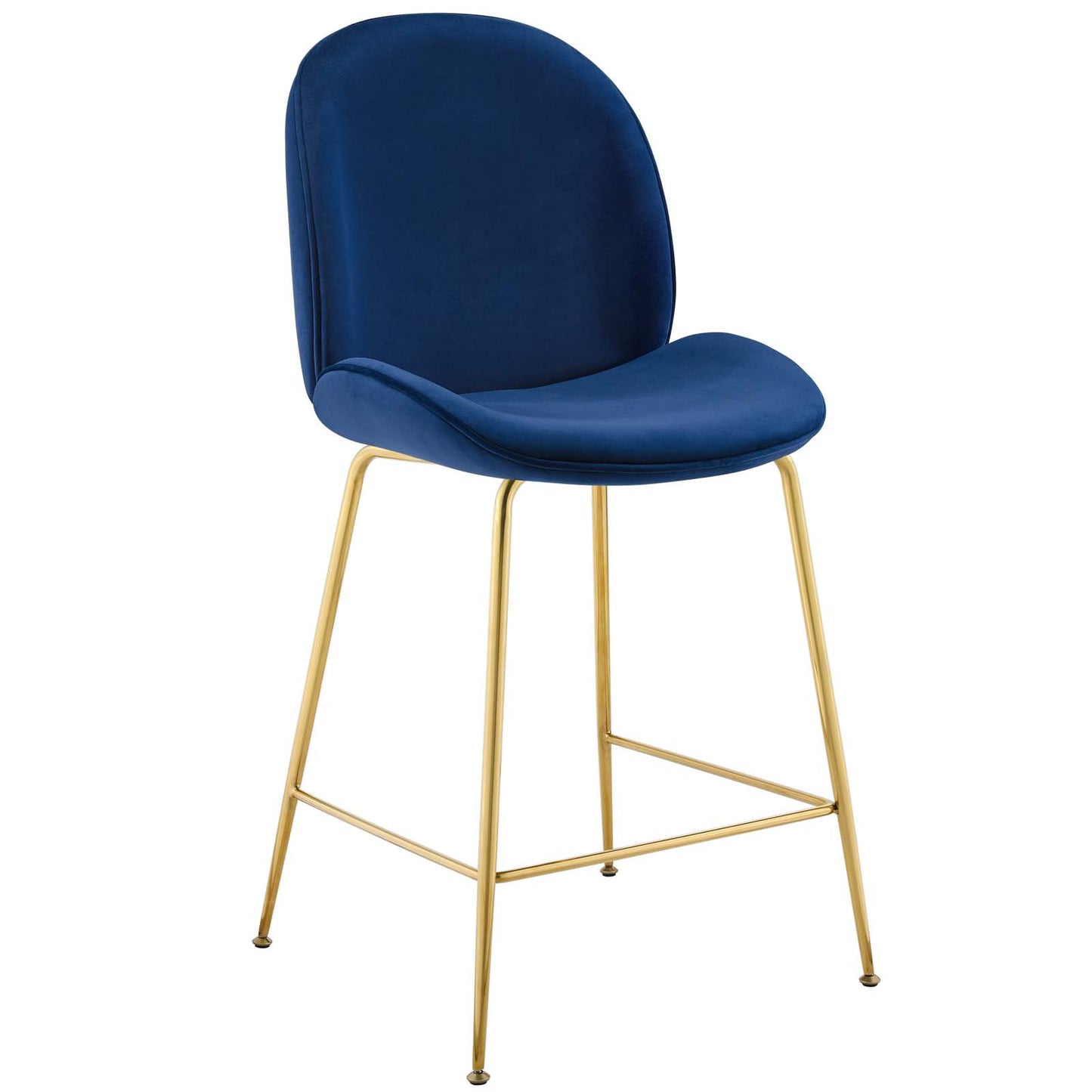 Modway Outlet Scoop Gold Stainless Steel Leg Performance Velvet Counter Stool by Modway  Bar and Dining Furniture Navy - EEI-3549-NAV