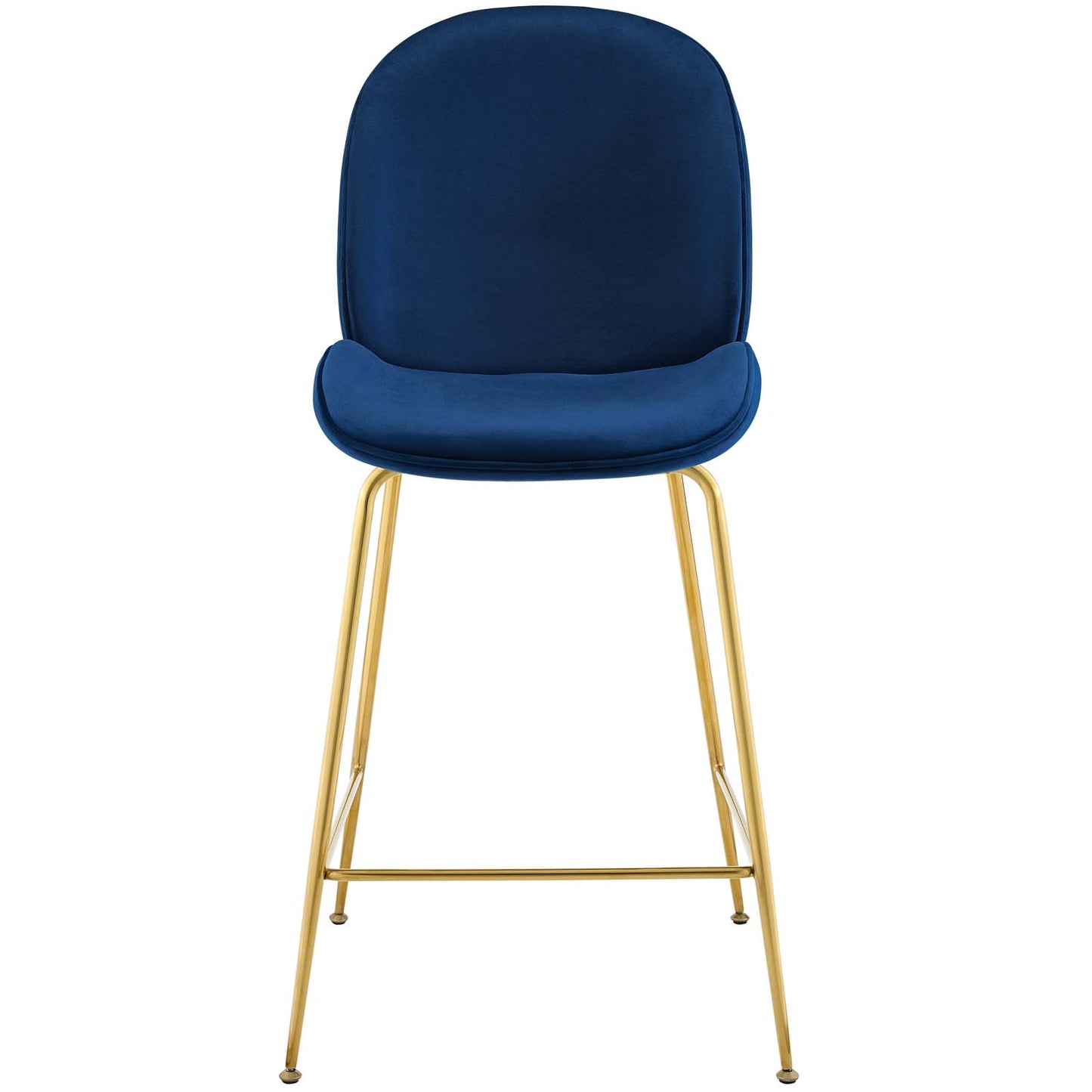 Modway Outlet Scoop Gold Stainless Steel Leg Performance Velvet Counter Stool by Modway  Bar and Dining Furniture Navy - EEI-3549-NAV