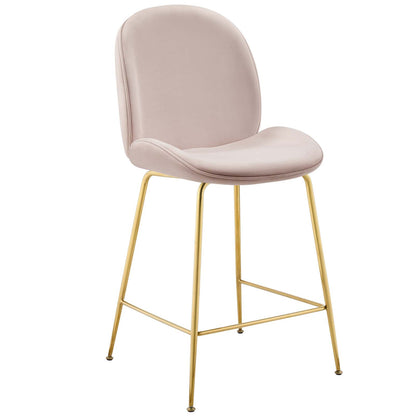 Modway Outlet Scoop Gold Stainless Steel Leg Performance Velvet Counter Stool by Modway  Bar and Dining Furniture Pink - EEI-3549-PNK