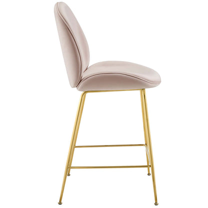 Modway Outlet Scoop Gold Stainless Steel Leg Performance Velvet Counter Stool by Modway  Bar and Dining Furniture Pink - EEI-3549-PNK