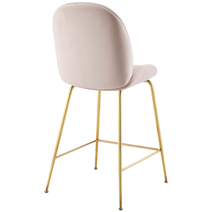 Modway Outlet Scoop Gold Stainless Steel Leg Performance Velvet Counter Stool by Modway  Bar and Dining Furniture Pink - EEI-3549-PNK
