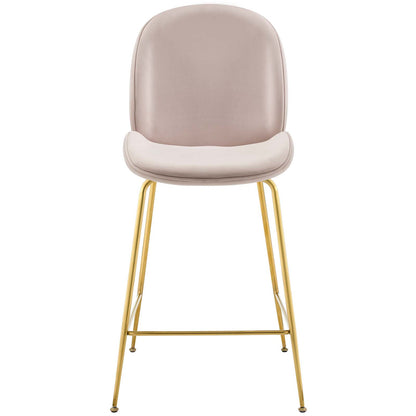 Modway Outlet Scoop Gold Stainless Steel Leg Performance Velvet Counter Stool by Modway  Bar and Dining Furniture Pink - EEI-3549-PNK