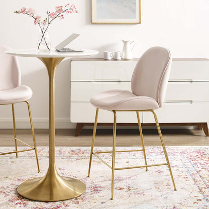 Modway Outlet Scoop Gold Stainless Steel Leg Performance Velvet Counter Stool by Modway  Bar and Dining Furniture Pink - EEI-3549-PNK