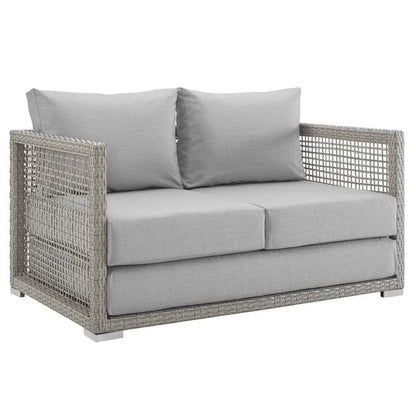 Modway - Aura 6 Piece Outdoor Patio Wicker Rattan Set by Modway  Outdoor Furniture Sofa Sectionals Gray - EEI-3559-GRY-GRY-SET