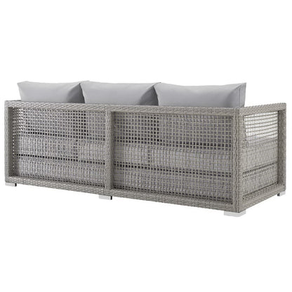 Modway - Aura 6 Piece Outdoor Patio Wicker Rattan Set by Modway  Outdoor Furniture Sofa Sectionals Gray - EEI-3559-GRY-GRY-SET