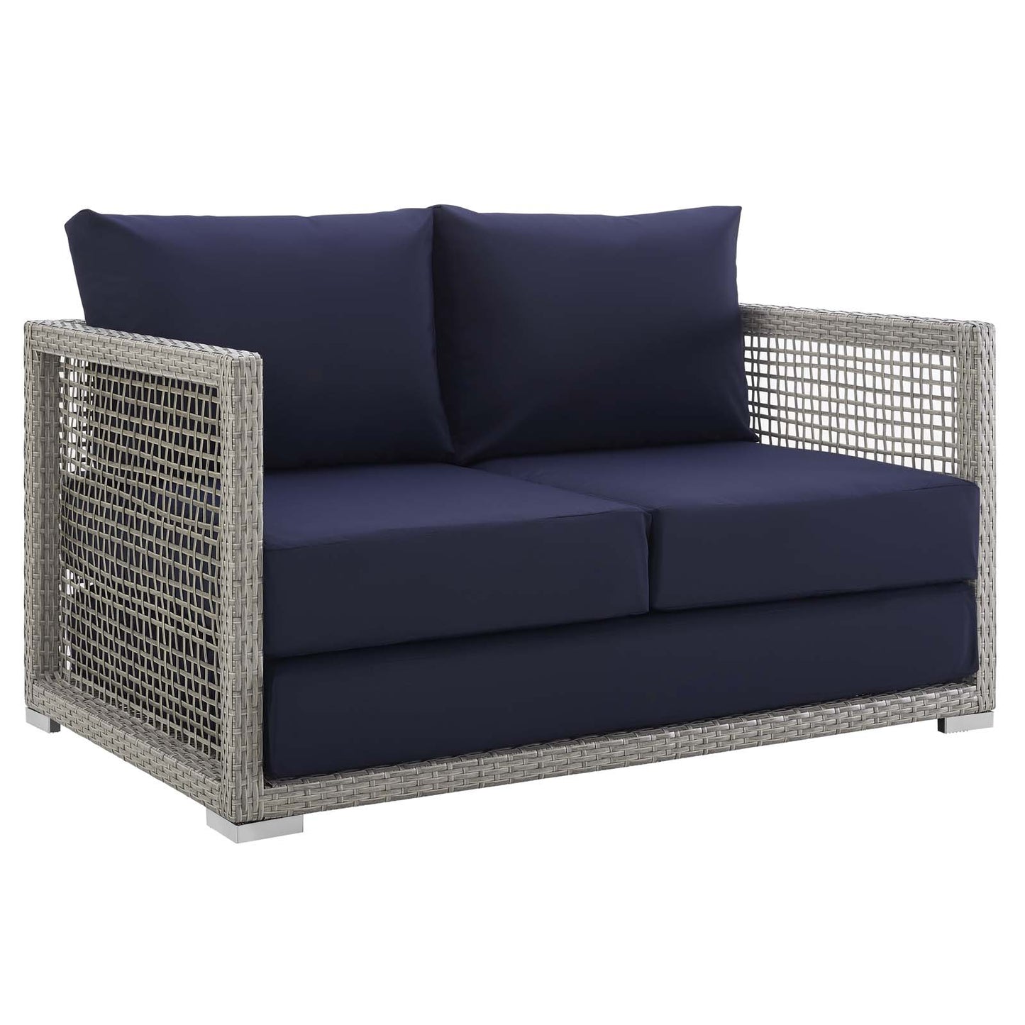 Modway Outlet Aura 6 Piece Outdoor Patio Wicker Rattan Set by Modway  Outdoor Furniture Furniture Gray Navy - EEI-3559-GRY-NAV-SET