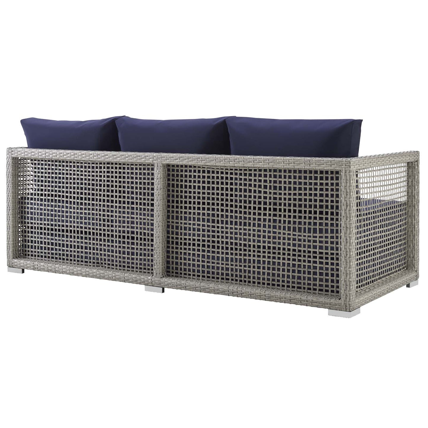 Modway Outlet Aura 6 Piece Outdoor Patio Wicker Rattan Set by Modway  Outdoor Furniture Furniture Gray Navy - EEI-3559-GRY-NAV-SET