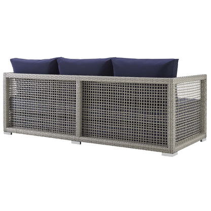 Modway Outlet Aura 6 Piece Outdoor Patio Wicker Rattan Set by Modway  Outdoor Furniture Furniture Gray Navy - EEI-3559-GRY-NAV-SET
