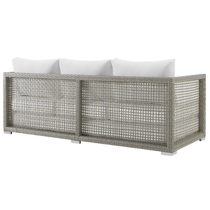 Modway - Aura 6 Piece Outdoor Patio Wicker Rattan Set by Modway  Outdoor Furniture Sofa Sectionals White - EEI-3559-GRY-WHI-SET
