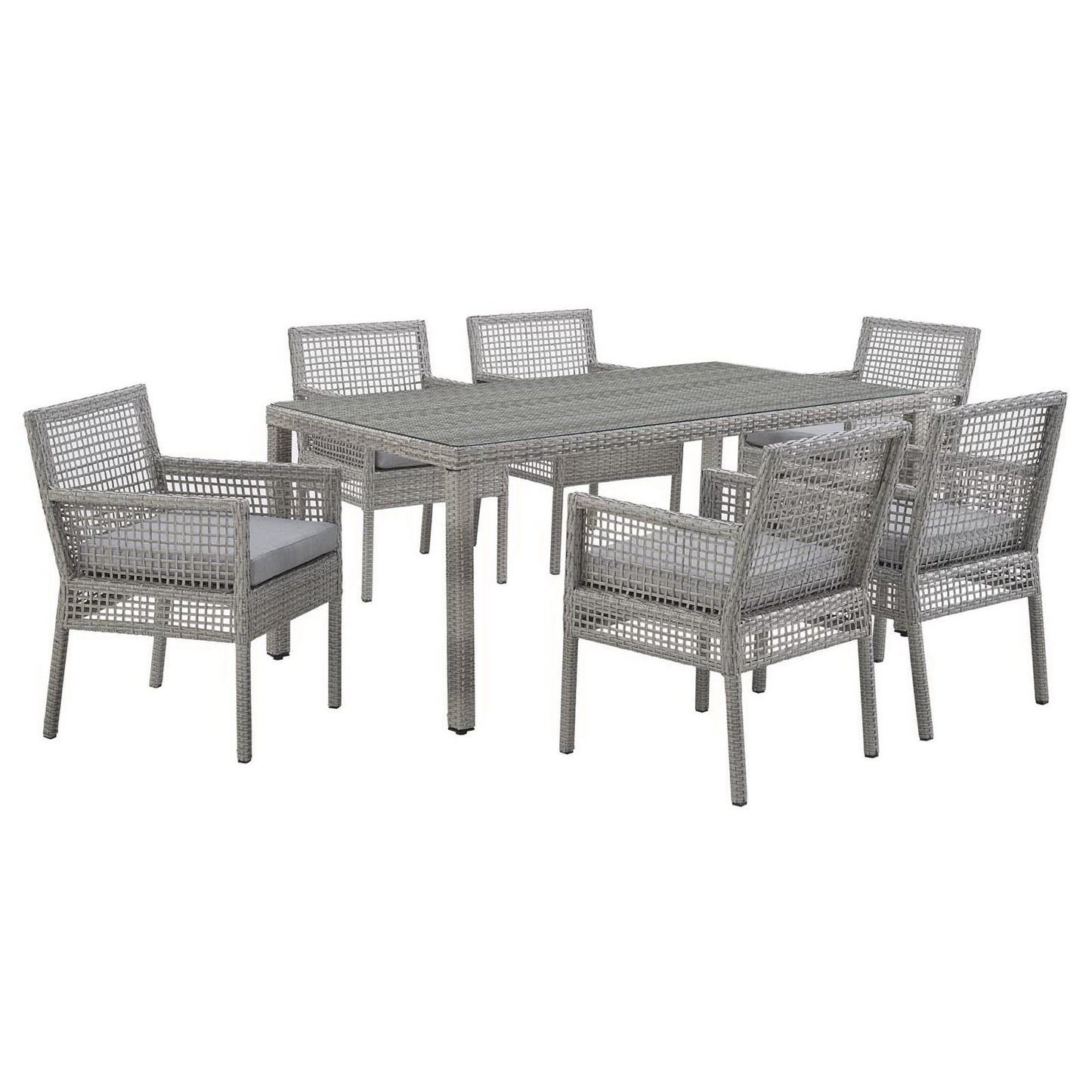 Modway - Aura 7 Piece Outdoor Patio Wicker Rattan Set by Modway  Outdoor Furniture Bar and Dining Gray - EEI-3560-GRY-GRY-SET
