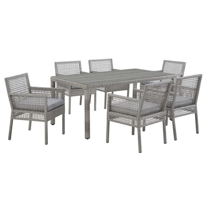 Modway - Aura 7 Piece Outdoor Patio Wicker Rattan Set by Modway  Outdoor Furniture Bar and Dining Gray - EEI-3560-GRY-GRY-SET