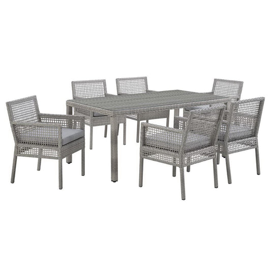 Modway - Aura 7 Piece Outdoor Patio Wicker Rattan Set by Modway  Outdoor Furniture Bar and Dining Gray - EEI-3560-GRY-GRY-SET