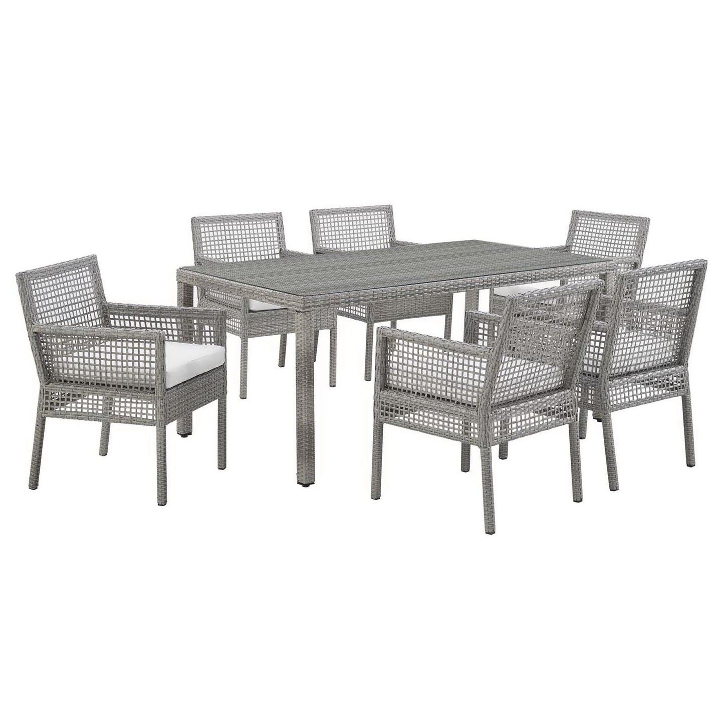 Modway - Aura 7 Piece Outdoor Patio Wicker Rattan Set by Modway  Outdoor Furniture Bar and Dining White - EEI-3560-GRY-WHI-SET