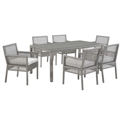 Modway - Aura 7 Piece Outdoor Patio Wicker Rattan Set by Modway  Outdoor Furniture Bar and Dining White - EEI-3560-GRY-WHI-SET