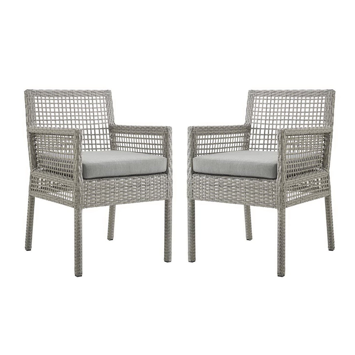 Modway - Aura Outdoor Patio Wicker Rattan Dining Armchair Set of 2 by Modway  Outdoor Furniture Bar and Dining Gray - EEI-3561-GRY-GRY