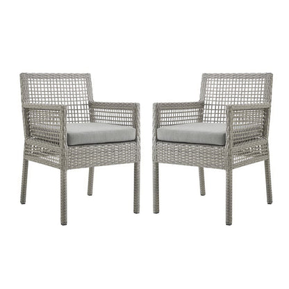 Modway - Aura Outdoor Patio Wicker Rattan Dining Armchair Set of 2 by Modway  Outdoor Furniture Bar and Dining Gray - EEI-3561-GRY-GRY