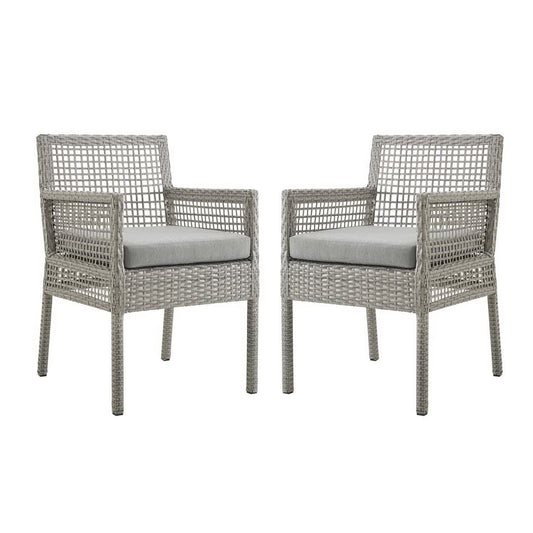 Modway - Aura Outdoor Patio Wicker Rattan Dining Armchair Set of 2 by Modway  Outdoor Furniture Bar and Dining Gray - EEI-3561-GRY-GRY