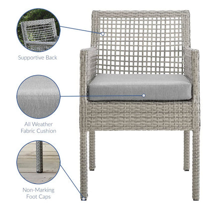 Modway - Aura Outdoor Patio Wicker Rattan Dining Armchair Set of 2 by Modway  Outdoor Furniture Bar and Dining Gray - EEI-3561-GRY-GRY