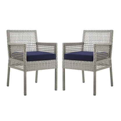 Modway - Aura Outdoor Patio Wicker Rattan Dining Armchair Set of 2 by Modway  Outdoor Furniture Bar and Dining Blue - EEI-3561-GRY-NAV