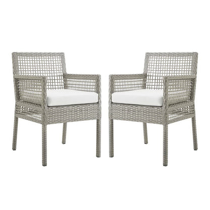 Modway - Aura Outdoor Patio Wicker Rattan Dining Armchair Set of 2 by Modway  Outdoor Furniture Bar and Dining White - EEI-3561-GRY-WHI
