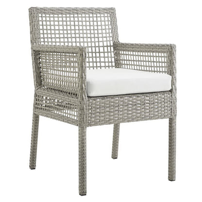Modway - Aura Outdoor Patio Wicker Rattan Dining Armchair Set of 2 by Modway  Outdoor Furniture Bar and Dining White - EEI-3561-GRY-WHI