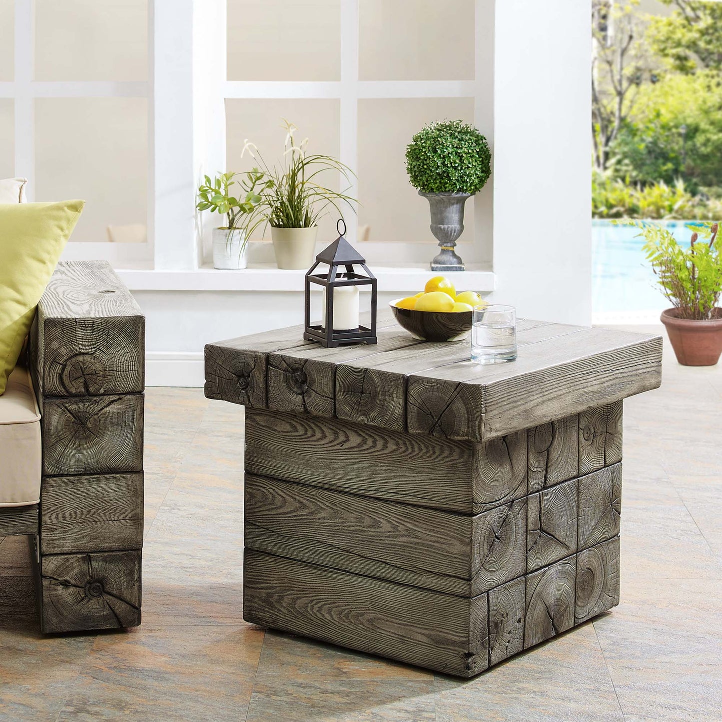 Modway Outlet Manteo Rustic Coastal Outdoor Patio Side Table by Modway  Outdoor Furniture Furniture Light Gray - EEI-3562-LGR