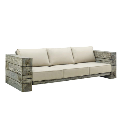 Modway Outlet Manteo Rustic Coastal Outdoor Patio Sunbrella?Sofa by Modway  Outdoor Furniture Furniture Light Gray Beige - EEI-3565-LGR-BEI
