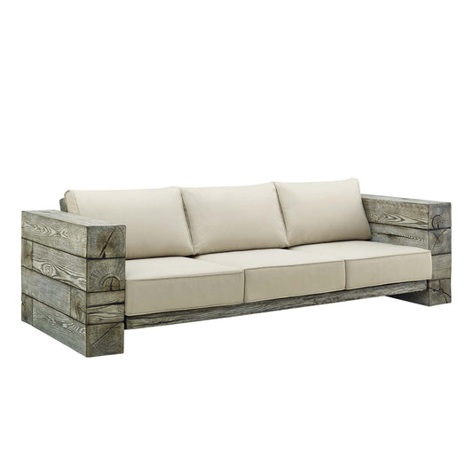 Modway Outlet Manteo Rustic Coastal Outdoor Patio Sunbrella?Sofa by Modway  Outdoor Furniture Furniture Light Gray Beige - EEI-3565-LGR-BEI