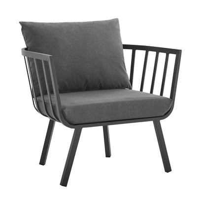 Modway - Riverside Outdoor Patio Aluminum Armchair by Modway  Outdoor Furniture Sofa Sectionals Gray - EEI-3566-SLA-CHA