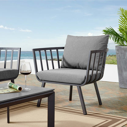 Modway - Riverside Outdoor Patio Aluminum Armchair by Modway  Outdoor Furniture Sofa Sectionals Gray - EEI-3566-SLA-CHA