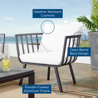 Modway - Riverside Outdoor Patio Aluminum Armchair by Modway  Outdoor Furniture Sofa Sectionals White - EEI-3566-SLA-WHI