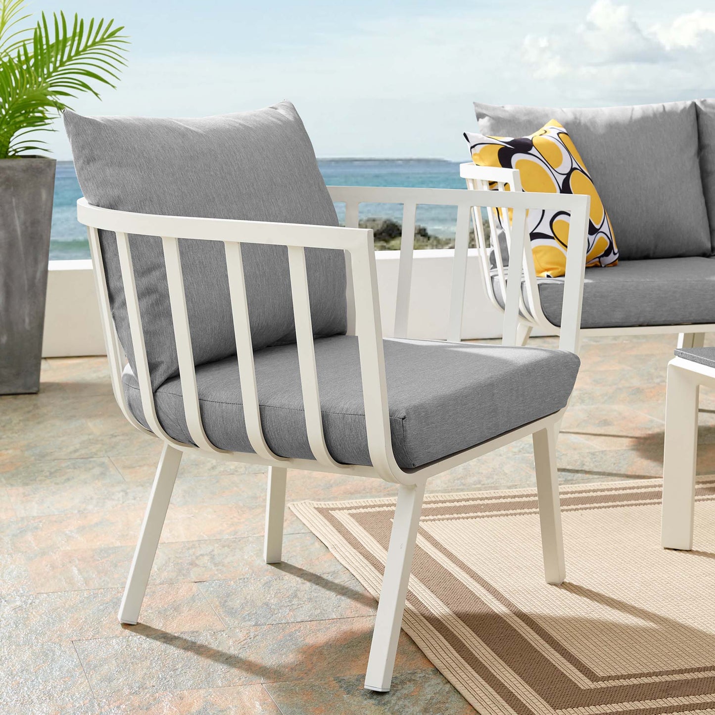 Modway Outlet Riverside Outdoor Patio Aluminum Armchair by Modway  Outdoor Furniture Furniture White Gray - EEI-3566-WHI-GRY