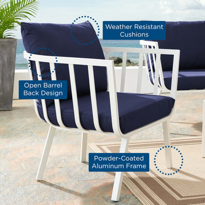 Modway Outlet Riverside Outdoor Patio Aluminum Armchair by Modway  Outdoor Furniture Furniture White Navy - EEI-3566-WHI-NAV