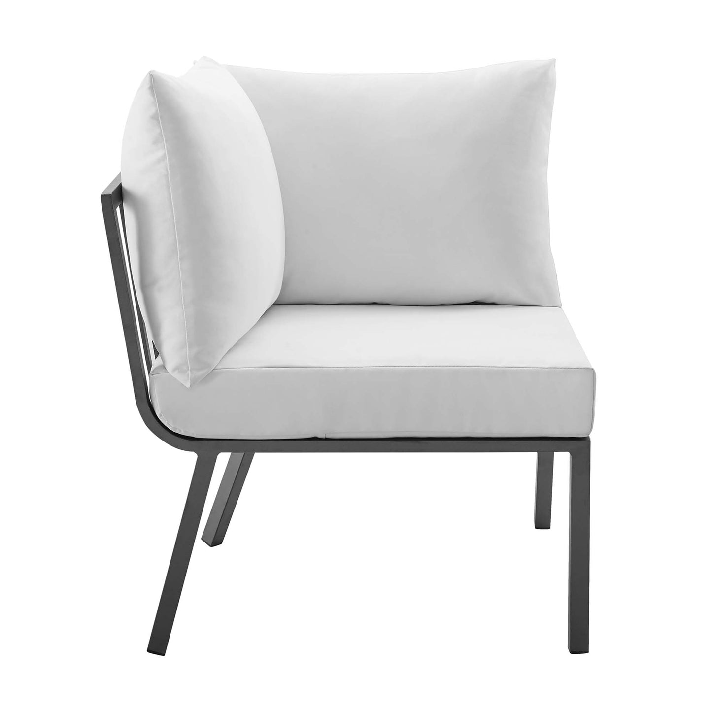 Modway Outlet Riverside Outdoor Patio Aluminum Corner Chair by Modway  Outdoor Furniture Furniture Gray White - EEI-3569-SLA-WHI