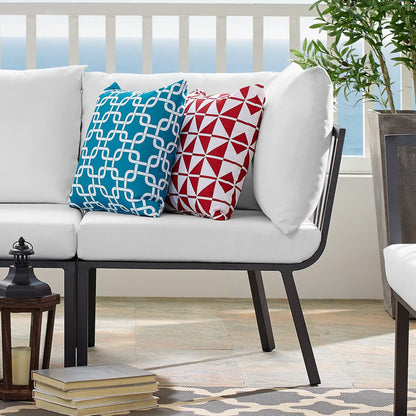 Modway Outlet Riverside Outdoor Patio Aluminum Corner Chair by Modway  Outdoor Furniture Furniture Gray White - EEI-3569-SLA-WHI