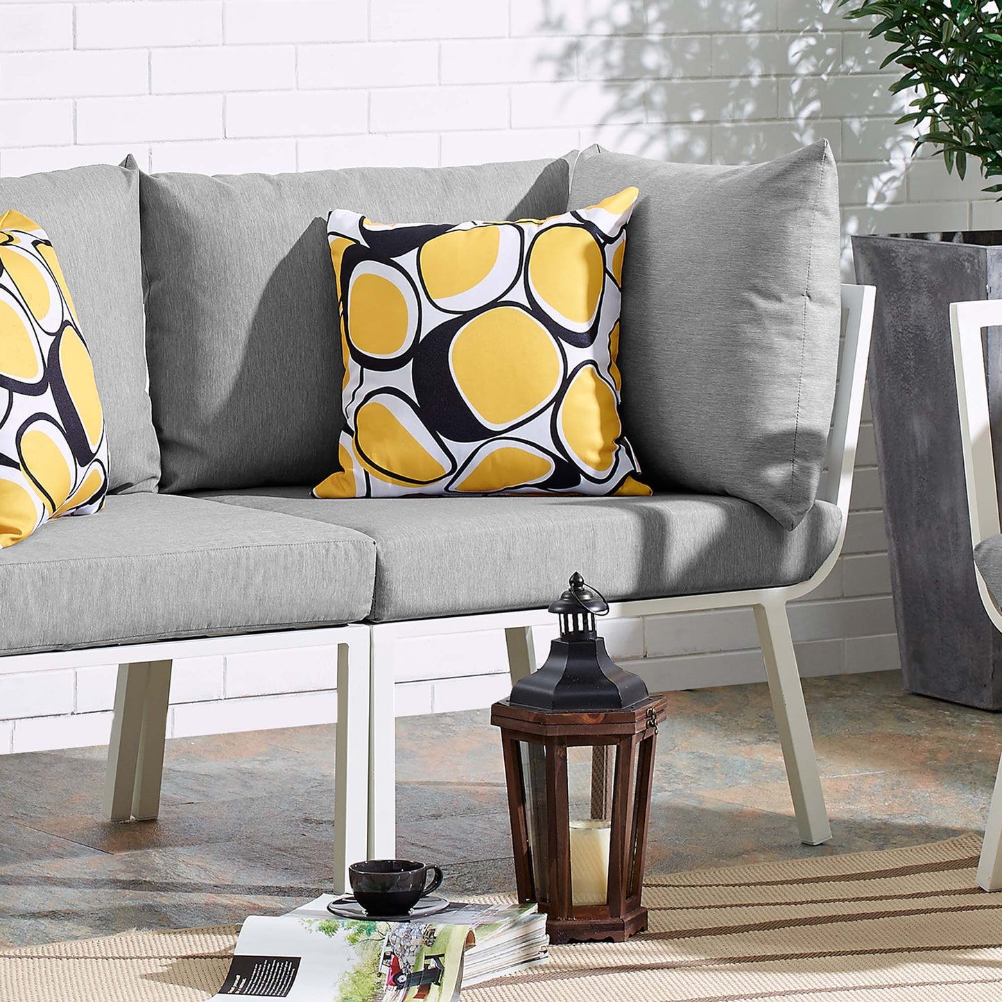 Modway Outlet Riverside Outdoor Patio Aluminum Corner Chair by Modway  Outdoor Furniture Furniture White Gray - EEI-3569-WHI-GRY