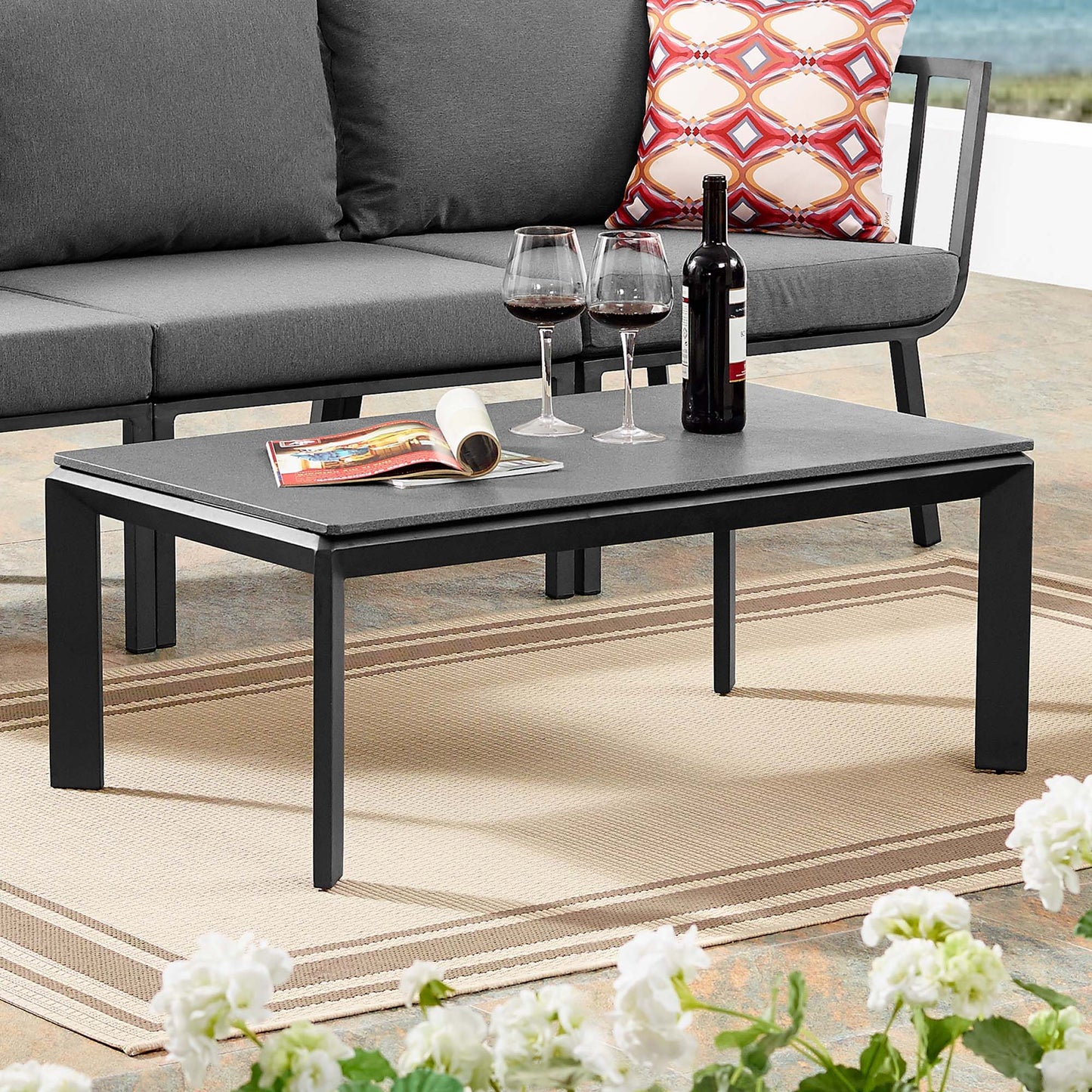 Modway Outlet Riverside Aluminum Outdoor Patio Coffee Table by Modway  Outdoor Furniture Furniture Gray - EEI-3570-SLA