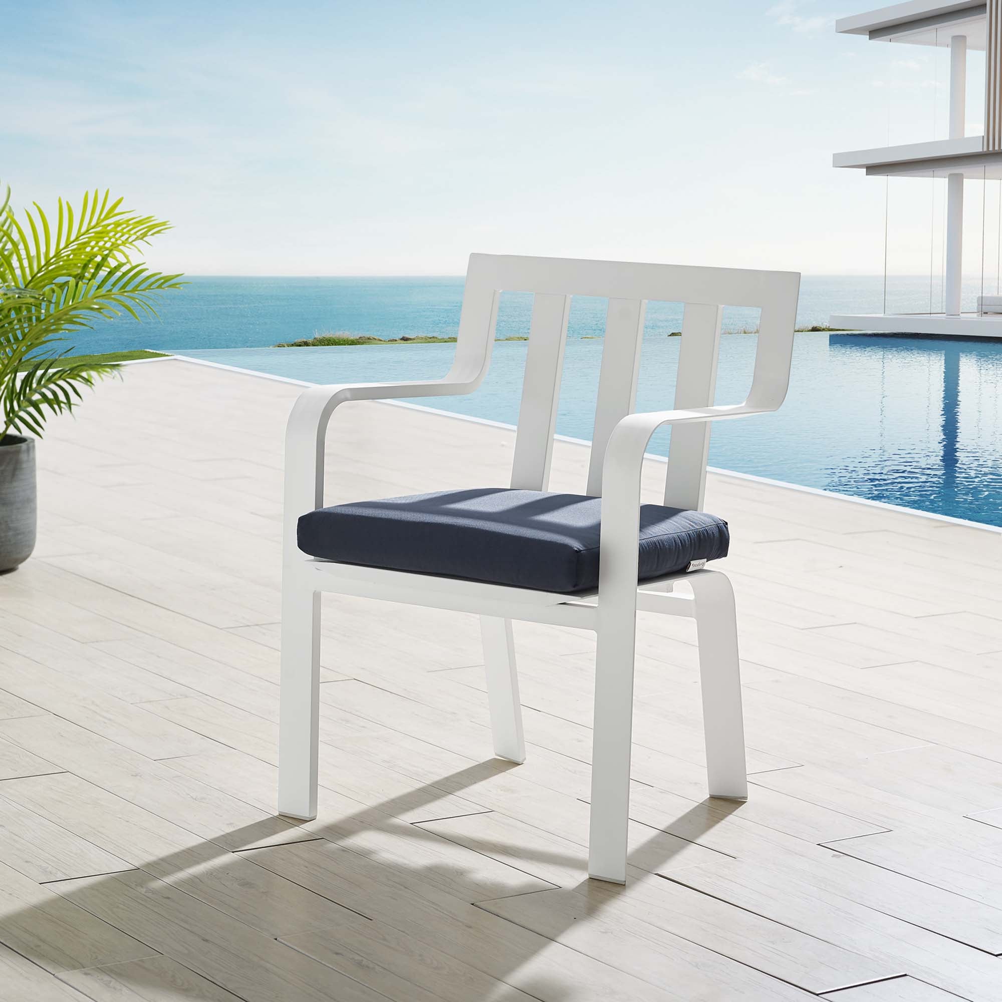 Modway Baxley Stackable Outdoor Patio Dining Armchair - Thumbnail 2