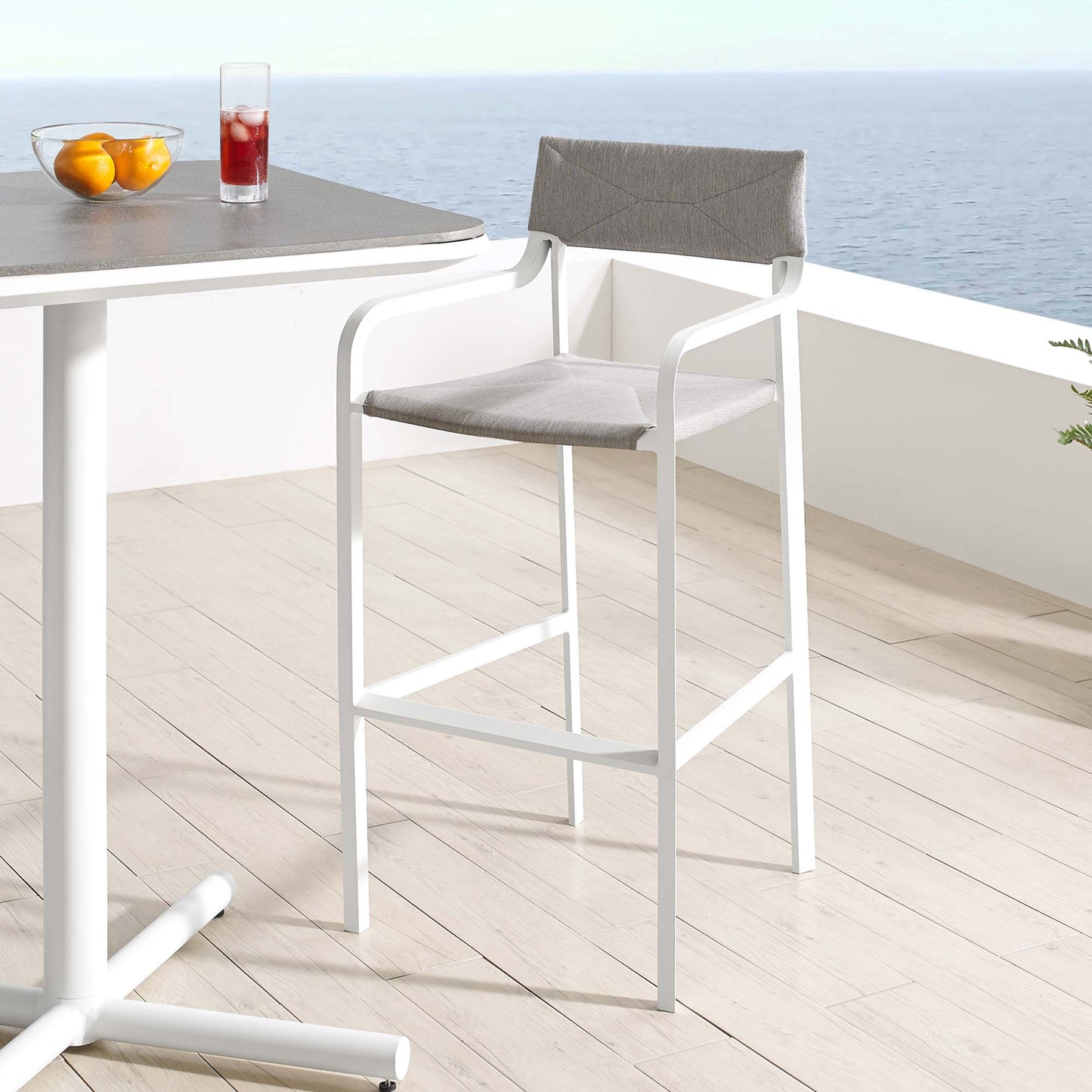 Modway Outlet Raleigh Stackable Outdoor Patio Aluminum Bar Stool by Modway  Outdoor Furniture Furniture White Gray - EEI-3574-WHI-GRY