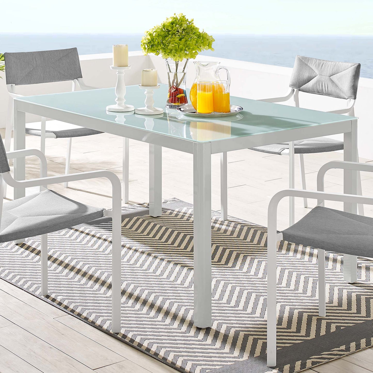 Modway - Raleigh 59" Outdoor Patio Aluminum Dining Table by Modway  Outdoor Furniture Bar and Dining White - EEI-3576-WHI