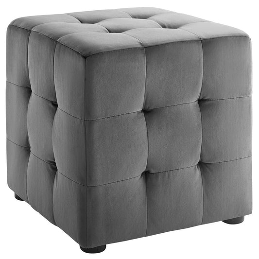 Modway - Contour Tufted Cube Performance Velvet Ottoman by Modway  Living Room Sofas and Armchairs Gray - EEI-3577-GRY