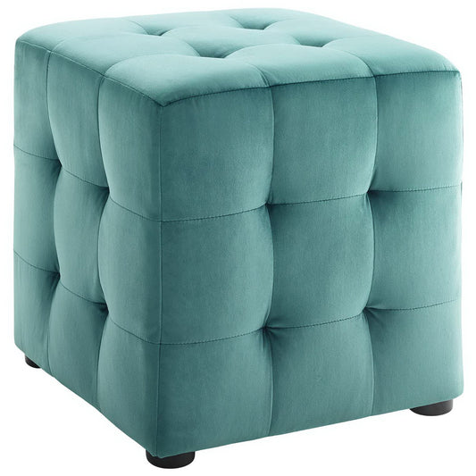 Modway - Contour Tufted Cube Performance Velvet Ottoman by Modway  Living Room Sofas and Armchairs Blue - EEI-3577-TEA