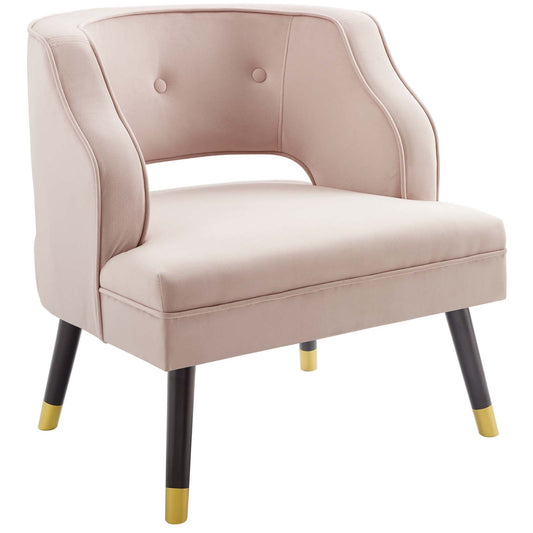 Modway Outlet Traipse Button Tufted Open Back Performance Velvet Armchair by Modway  Living Room Furniture Pink - EEI-3579-PNK