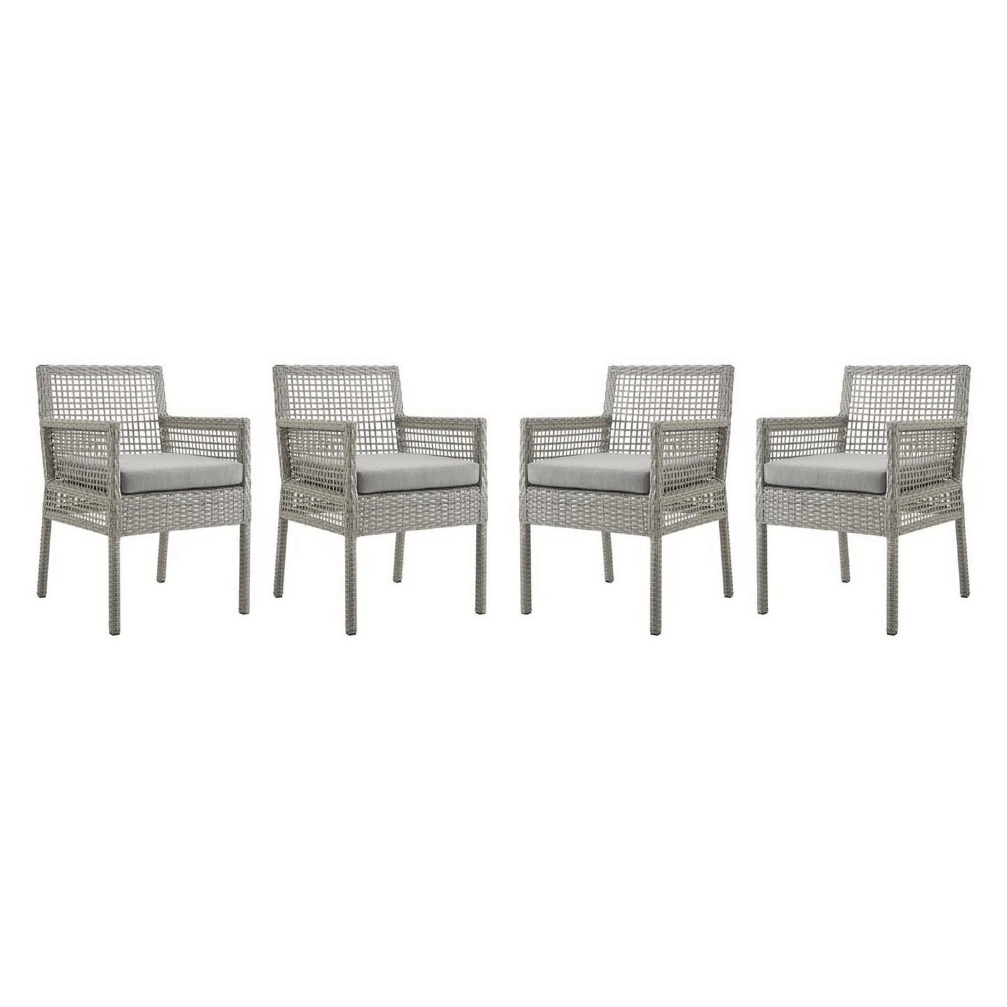Modway - Aura Outdoor Patio Wicker Rattan Dining Armchair Set of 4 by Modway  Outdoor Furniture Bar and Dining Gray - EEI-3594-GRY-GRY