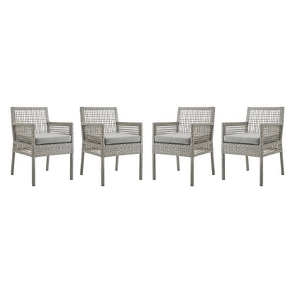 Modway - Aura Outdoor Patio Wicker Rattan Dining Armchair Set of 4 by Modway  Outdoor Furniture Bar and Dining Gray - EEI-3594-GRY-GRY