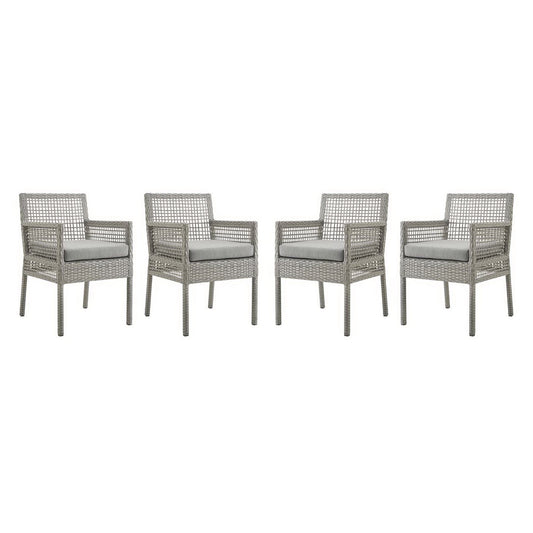 Modway - Aura Outdoor Patio Wicker Rattan Dining Armchair Set of 4 by Modway  Outdoor Furniture Bar and Dining Gray - EEI-3594-GRY-GRY