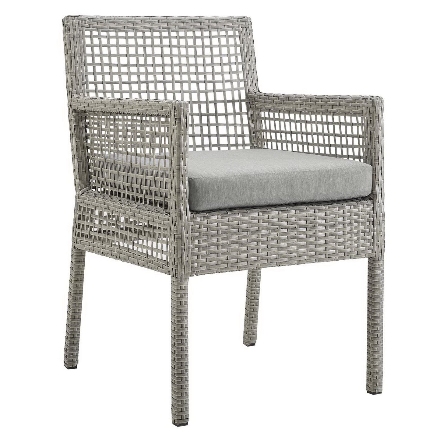 Modway - Aura Outdoor Patio Wicker Rattan Dining Armchair Set of 4 by Modway  Outdoor Furniture Bar and Dining Gray - EEI-3594-GRY-GRY