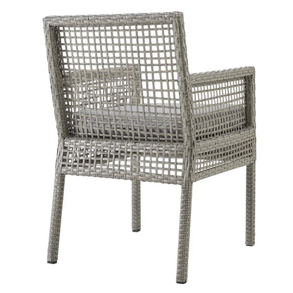 Modway - Aura Outdoor Patio Wicker Rattan Dining Armchair Set of 4 by Modway  Outdoor Furniture Bar and Dining Gray - EEI-3594-GRY-GRY