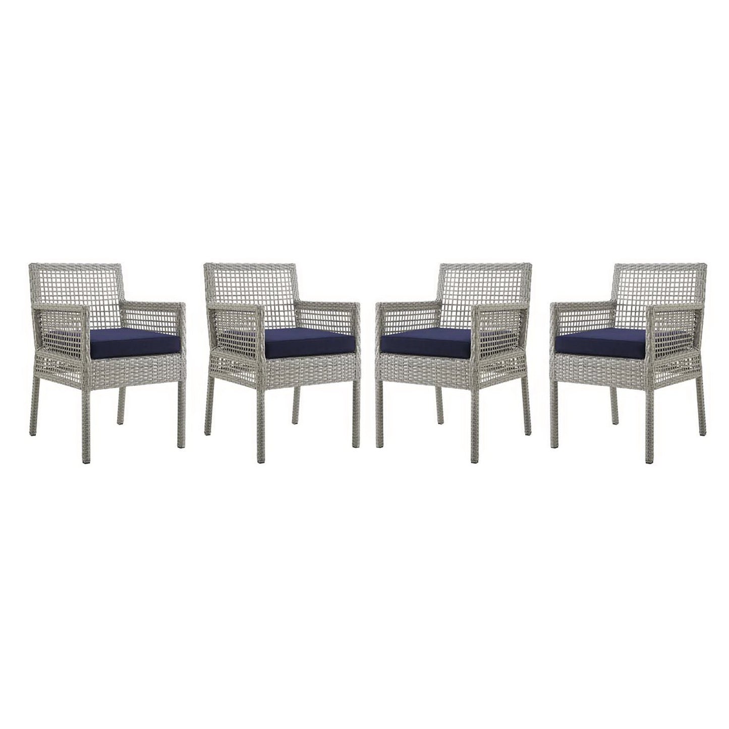 Modway - Aura Outdoor Patio Wicker Rattan Dining Armchair Set of 4 by Modway  Outdoor Furniture Bar and Dining Blue - EEI-3594-GRY-NAV